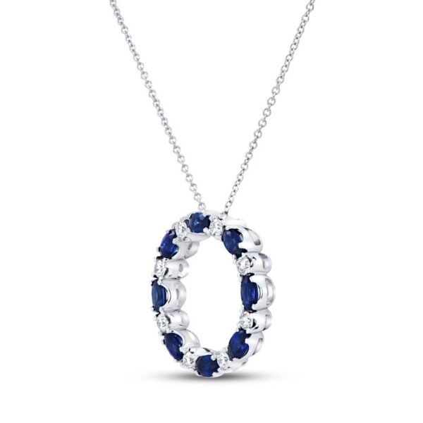 Medallion Oval Shaped Blue Sapphire Brooch Pendant - Image 2