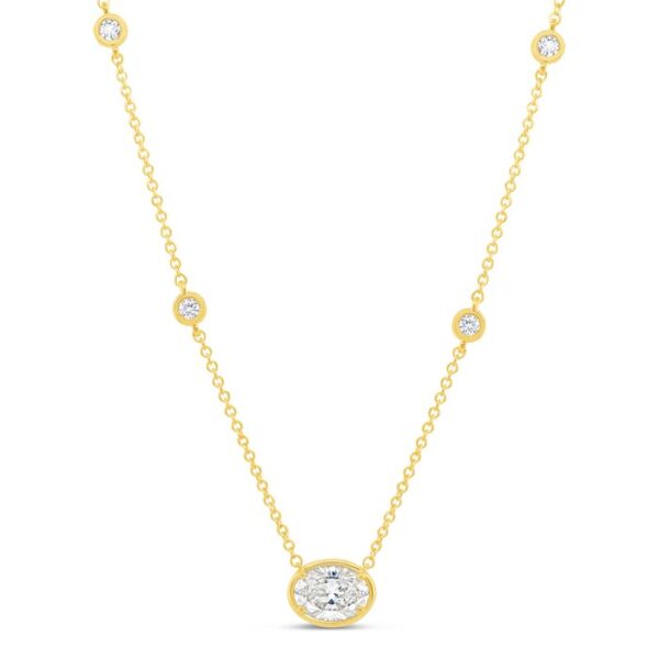 Bezel Oval Shaped Diamond Drop Pendant