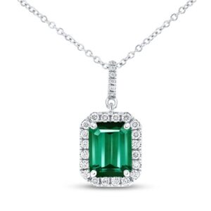 Halo Radiant Green Tourmaline Drop Pendant