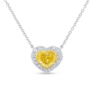 Heart Heart Shaped Yellow Diamond Brooch Pendant