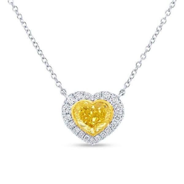 Heart Heart Shaped Yellow Diamond Brooch Pendant