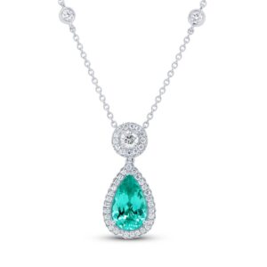 Halo Pear Shaped Paraiba Brooch Pendant