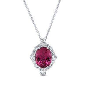 Drop Oval Shaped Rubellite Brooch Pendant