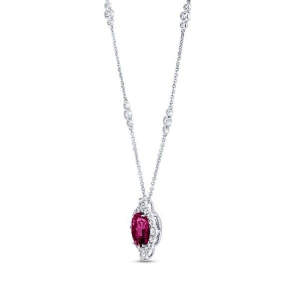 Drop Oval Shaped Rubellite Brooch Pendant - Image 3