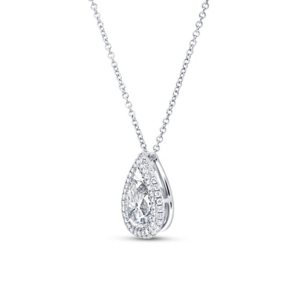 Halo Pear Shaped Diamond Brooch Pendant - Image 2