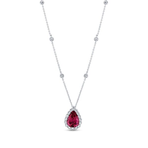 Drop Pear Shaped Rubellite Brooch Pendant - Image 2