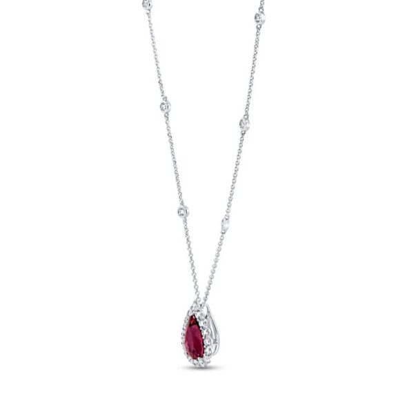 Drop Pear Shaped Rubellite Brooch Pendant - Image 3
