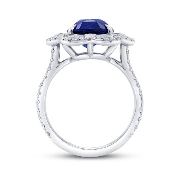 Double-Halo Oval Shaped Blue Sapphire Engagement Ring - Image 3