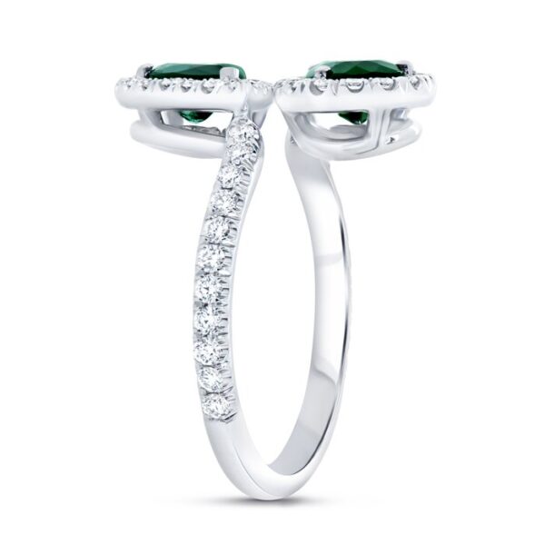 Bypass Pear Shaped Green Tourmaline Engagement Ring - Image 2
