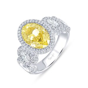 5-Stone-Halo Oval Shaped Diamond Engagement Ring