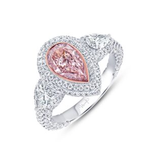 3-Sided Pear Shaped Light Pink Diamond Engagement Ring