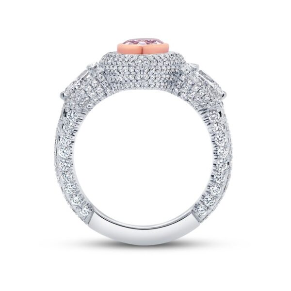 3-Sided Pear Shaped Light Pink Diamond Engagement Ring - Image 3