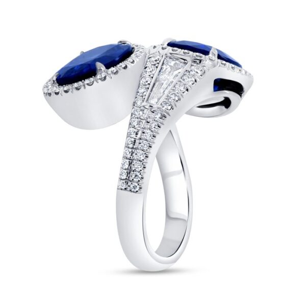 Bypass Oval Shaped Blue Sapphire Anniversary Ring - Image 2
