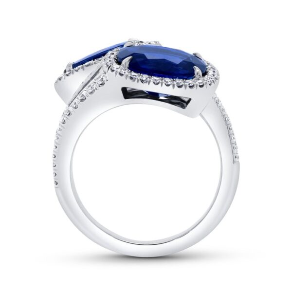 Bypass Oval Shaped Blue Sapphire Anniversary Ring - Image 3