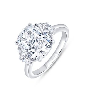 Three-Stone Cushion Cut Diamond Engagement Ring