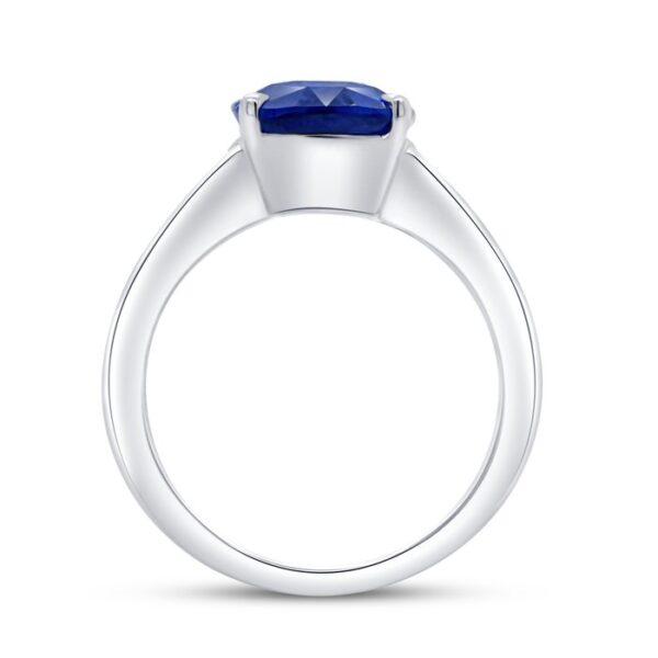 Tapered Cushion Cut Blue Sapphire Engagement Ring - Image 3