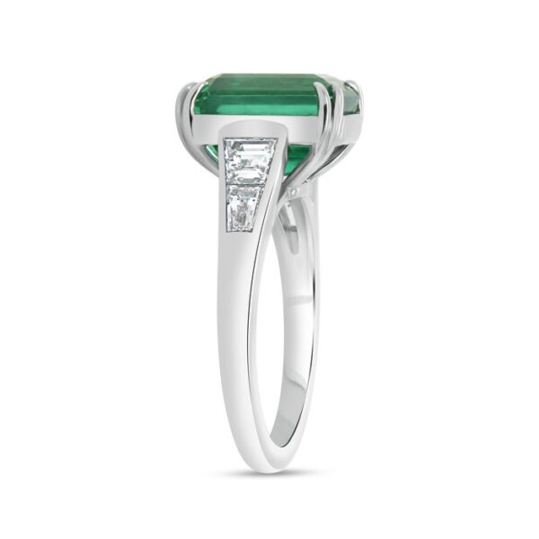 Tapered Emerald Cut Emerald Anniversary Ring - Image 2