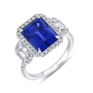 Three-Stone Emerald Cut Tanzanite Engagement Ring
