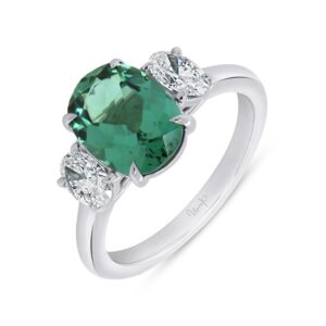 Oval Shaped Green Tourmaline Engagement Ring
