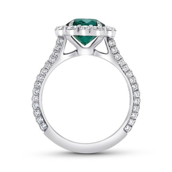 3-Sided Oval Shaped Green Tourmaline Engagement Ring - Image 3