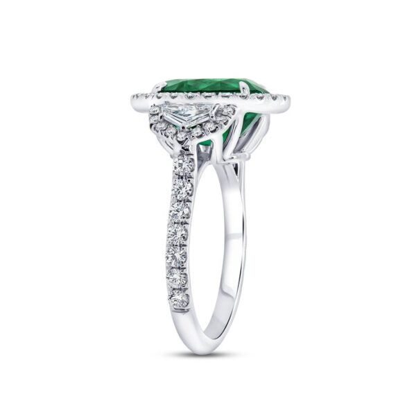 Halo Oval Shaped Green Diamond Engagement Ring - Image 2