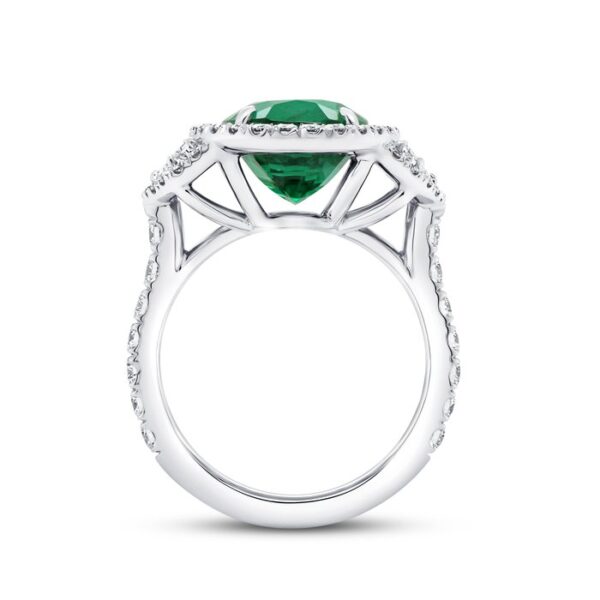 Halo Oval Shaped Green Diamond Engagement Ring - Image 3