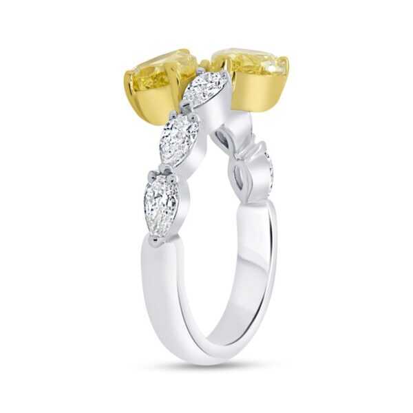 Bypass Pear Shaped Fancy Yellow Diamond Anniversary Ring - Image 2