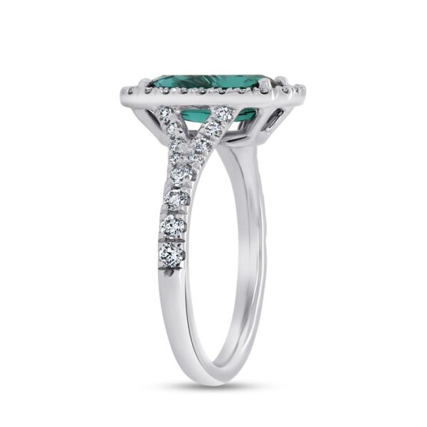 Split-Shank Cushion Cut Green Tourmaline Engagement Ring - Image 2