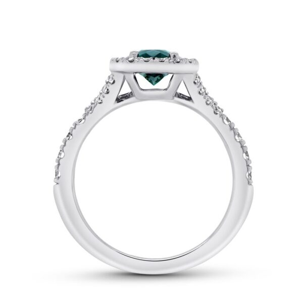 Split-Shank Cushion Cut Green Tourmaline Engagement Ring - Image 3