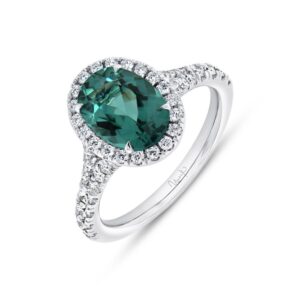 Split-Shank Oval Shaped Indicolite Tourmaline Engagement Ring