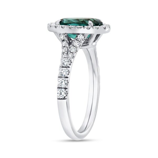 Split-Shank Oval Shaped Indicolite Tourmaline Engagement Ring - Image 2