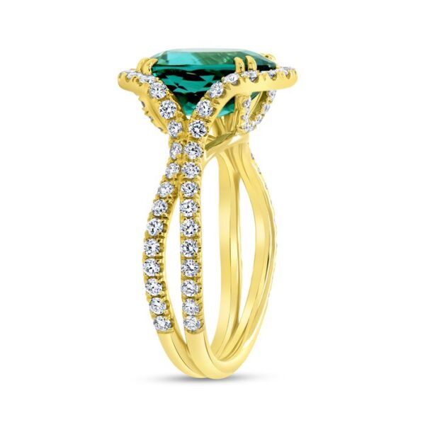 Halo Oval Shaped Indicolite Tourmaline Engagement Ring - Image 2