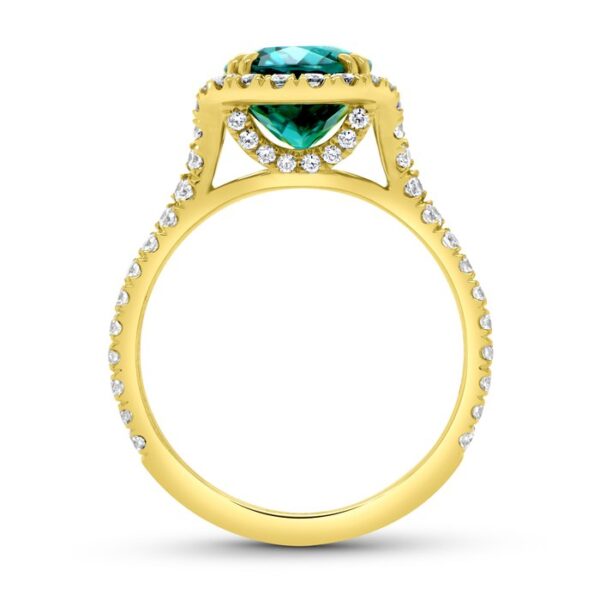 Halo Oval Shaped Indicolite Tourmaline Engagement Ring - Image 3