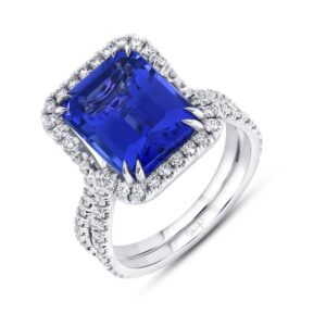 Split-Shank Emerald Cut Tanzanite Engagement Ring