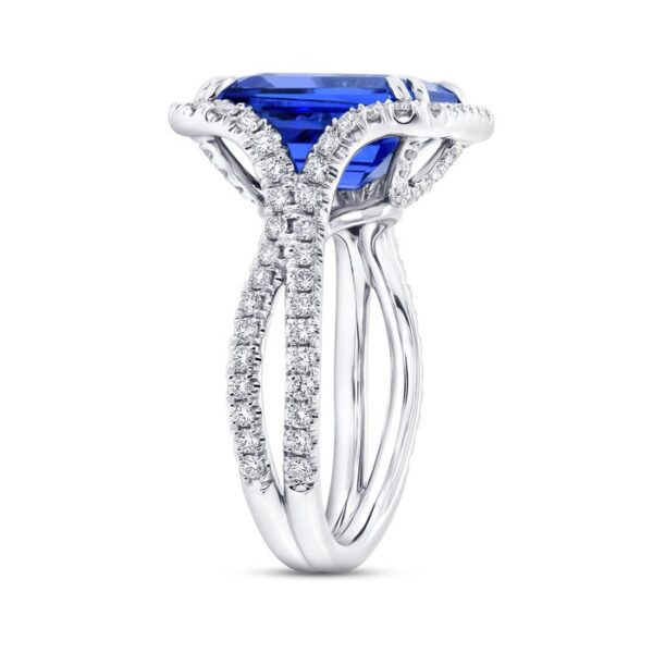 Split-Shank Emerald Cut Tanzanite Engagement Ring - Image 2