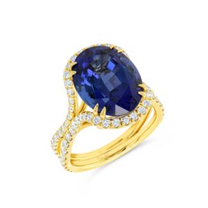 Halo Oval Shaped Tanzanite Engagement Ring