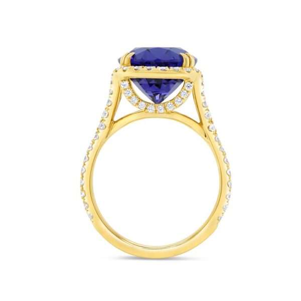 Halo Oval Shaped Tanzanite Engagement Ring - Image 3