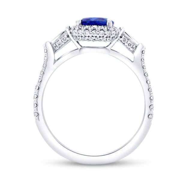 Halo Cushion Cut Blue Sapphire Engagement Ring