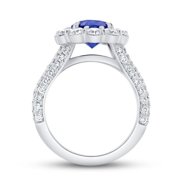Split Oval Shaped Blue Sapphire Engagement Ring - Image 3