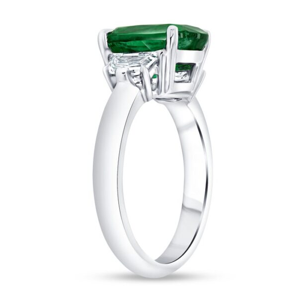 Three-Stone Oval Shaped Emerald Engagement Ring - Image 2
