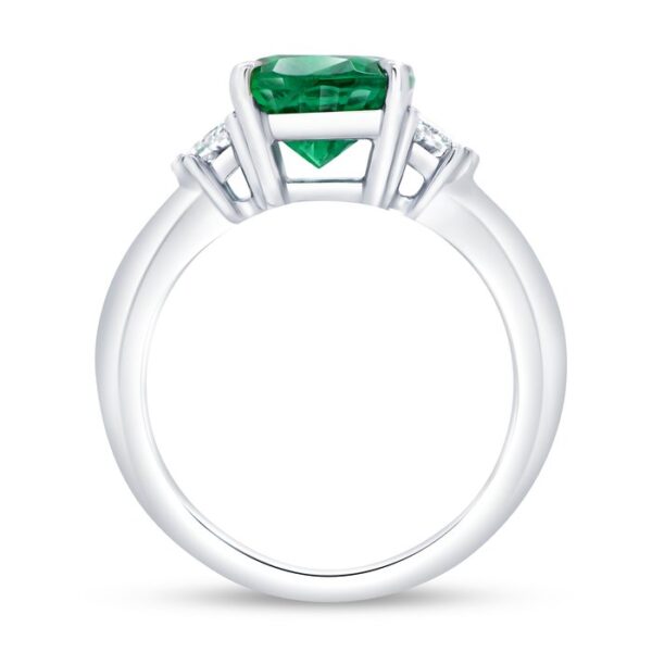 Three-Stone Oval Shaped Emerald Engagement Ring - Image 3
