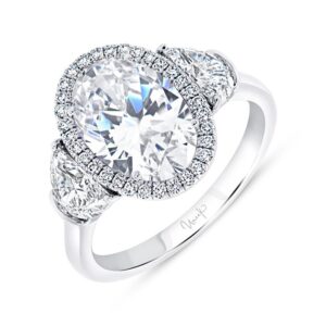 Three-Stone Oval Shaped Diamond Engagement Ring