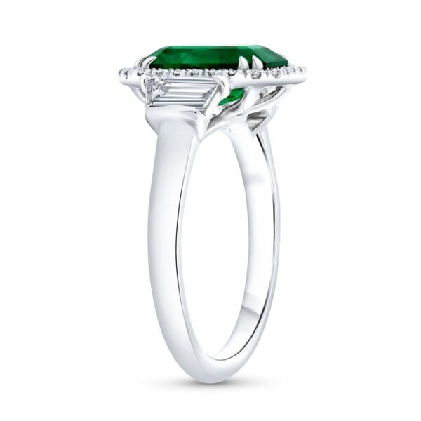 Halo Emerald Cut Diamond Engagement Ring - Image 2
