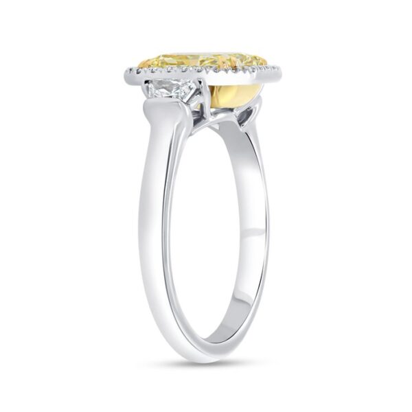 Three-Stone Radiant Fancy Light Yellow Diamond Engagement Ring - Image 2