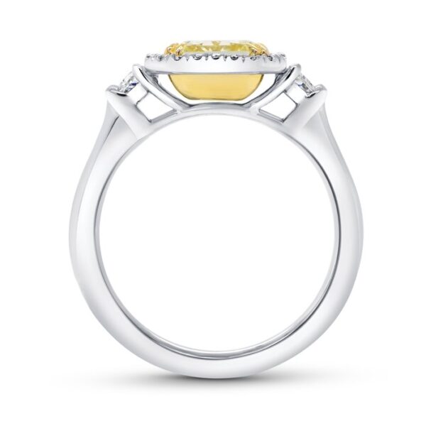 Three-Stone Radiant Fancy Light Yellow Diamond Engagement Ring - Image 3