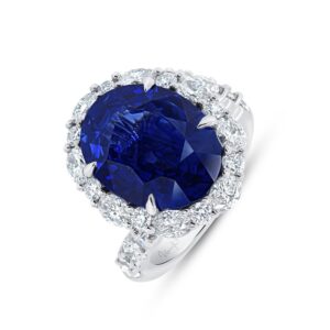 Bypass Oval Shaped Blue Sapphire Engagement Ring