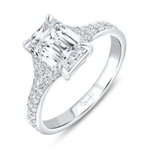 Cathedral Emerald Cut Diamond Engagement Ring