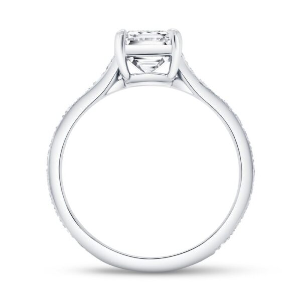 Cathedral Emerald Cut Diamond Engagement Ring - Image 3