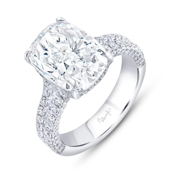 Split Cushion Cut Diamond Engagement Ring