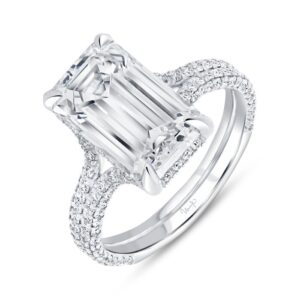 Split Emerald Cut Diamond Engagement Ring